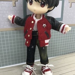 アウトレット商品　オビツ１１　スタジャン 赤ｘ☆ピン