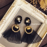 ブラックチュールピアス♡イヤリング