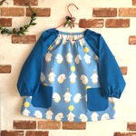 110サイズ長袖スモック♡風船を持ったゾウさん×青