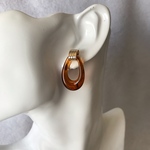 再販2。アクリルフープピアス(べっこう)イヤリングに変更可能。