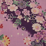 和柄　花の流れ　桜柄 ピンク　紫色　８２９３９８Ｃ　110㎝幅×50㎝　ブロード布