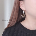 コットンパール×ゴールドフラワーピアス／イヤリング