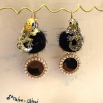 レオパなピアス★ブラックぽんぽん
