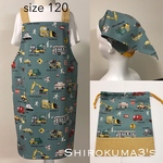 はたらく車 標識柄の子供用エプロン（size 120）ボタンtype