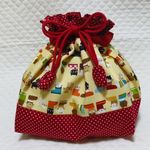 ＜KAR***さまご依頼品＞大きなお弁当巾着袋持ち手付き＠長靴猫