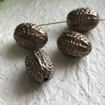 ヴィンテージ  アクリルピーナッツビーズ コパー×シルバー 4個セット