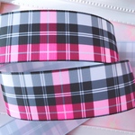 【8299】2m350円 38mm幅 グログランリボン チェック ピンク