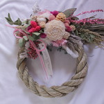 2019 お正月飾り　ナチュラルタイプしめ縄　大サイズ（ピンク）