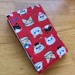再販 ブックカバー 猫柄 赤 文庫本サイズ