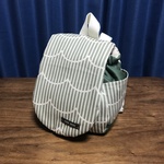 ふわふわベビーリュック【ストライプと波(グリーン)】