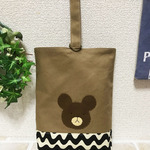 再販4🐻くまたんの顔のアップリケのシューズケース♪モカ♪入園入学に♪