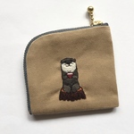 刺繍 コインケース  カワウソさん、ひと休み