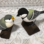 カービング 親子シジュウカラ