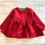 100*真っ赤なリネンのギャザーブラウス