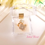 【送料無料】スワロフスキー✨ダブル cloverリング💍グルーデコ ゴールド
