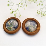 押し花とウッドのピアス/イヤリング