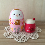 Ｒ様ペットオーダー品＊ 開運お飾り♥ハリネズミ花だるま＊特注ピンク富士山針山