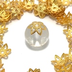 【480】花びら真鍮ビーズキャップ 鉛フリー★ゴールド 7mm/50個