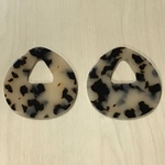 BEIGE BLACK MARBLE DROP CHARM PARTS