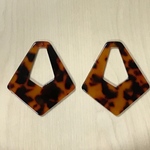 BROWN MARBLE TORTOISE DIAMOND DROP CHARM PARTS