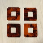 BROWN MARBLE TORTOISE SQUARE CHARM PARTS