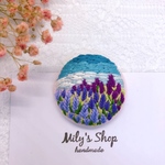 〈再販〉刺繍ブローチ ≪ラベンダー畑≫【ブローチ/ヘアゴム】
