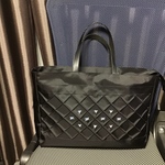  ★takako tan様専用★前ポケットの格子バッグ（横型・大）黒（底鋲）