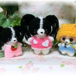 ✿ｍ…様専用✿あみぐるみ✿パピヨンちゃん＆パピヨンちゃんストラップ＆園児のわんちゃんストラップ♪