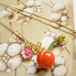 *限定*ネックレス(チェリー×濃ピンク花)