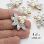 6個 ＊ White opal bijou × Pearl cabochon