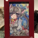 イラストミニ原画【black night cat！】一点物