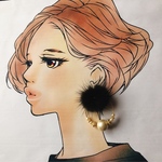 ミンクファーピアス/コットンパールピアス