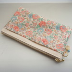【再販】LIBERTY&帆布ラミネート 　Felicite　フェリシテ　49OR 　◆マスクポーチ・通帳ポーチに♪