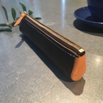 1点限り♪オリーブ色♪イタリアンレザーのファスナーペンケース♪スリムペンケース♪