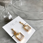 チェック（シルバー）ピアス/イヤリング（送料無料）