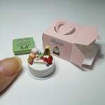 【ミニチュア】かえるサンタのクリスマスケーキ