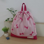【オーダー予約品】り様専用＊体操服袋　ピンクリボンストライプ柄