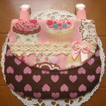 移動ポケット＊はんかちポーチ＊カップケーキ/茶