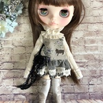 1097 B シックな猫ワンピース  ワンピース Blythe ブライス アウトフィット