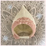 【オーダー品】赤ずきん風ニット帽 アイボリー×桜