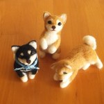 【M様オーダー品】３匹の豆しばと立っちの黒秋田犬
