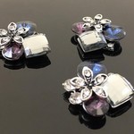 【No.22】【3個】ストーン装飾 センターパーツシルバー土台