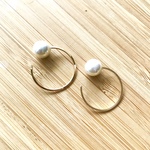 パール×フープピアス【14KGF】