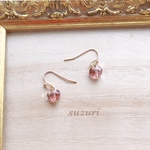 再販❤スワロフスキーローズハートピアス