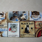 USA生地　おすましネコ柄の文庫本カバー