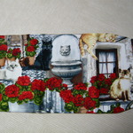 USA生地　花いっぱいネコいっぱいの文庫本カバー