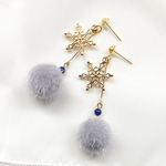 雪の結晶 ピアス / ラピスラズリ ピアス / エコ ファーピアス