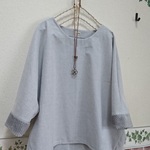 *淡いグレーの起毛コットン×ボア**ふんわりプルオーバー*