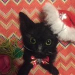 羊毛フェルト黒猫のブローチ