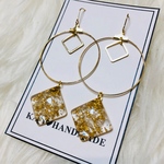 パール×金箔フープピアス